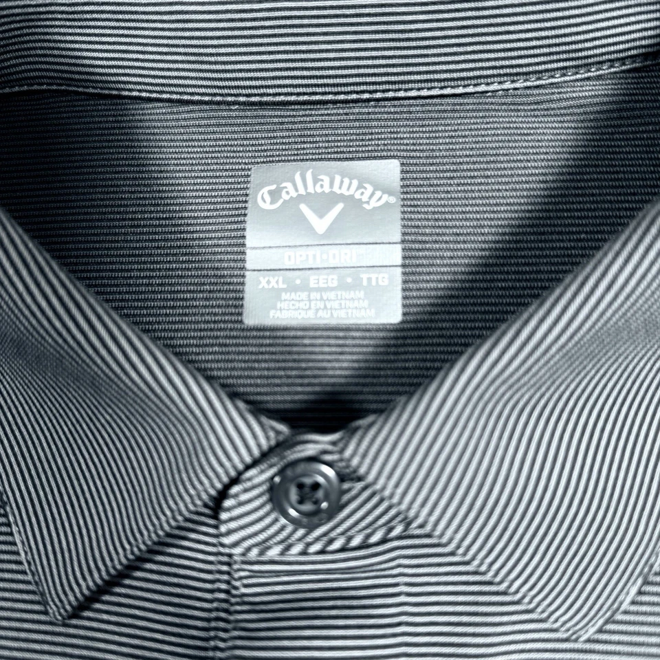 Polo de golf Callaway XXL negro gris a rayas Opti-Dri rendimiento elástico Foto 3 de 4