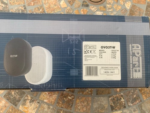 Pair of white Apart OVO3T-W 100V/16 Ohm compact wall speakers - Picture 3 of 4