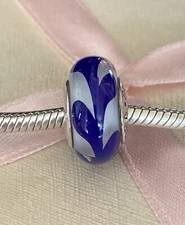 Genuine Pandora Blue Swirl Murano Charm 790675