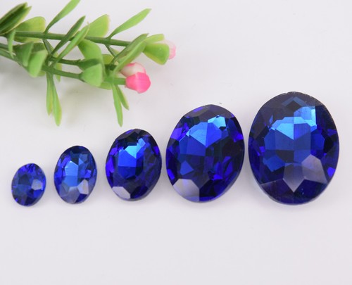 Aplique de cristal ovalado azul zafiro azul zafiro joyas de vidrio selección de tamaño - Imagen 4 de 8