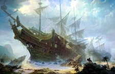 Wall art Pirate Ship oil paintings HD Giclee Printed on canvas L2266