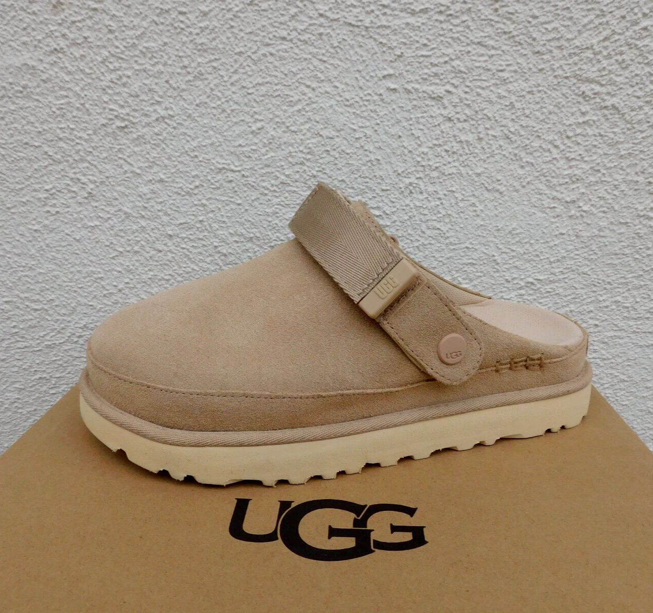 SANDALI CON PLATEAU UGG SAND GOLDENS ZOCCOLI SCAMOSCIATI DONNA US 7 EUR 38 ~NUOVI