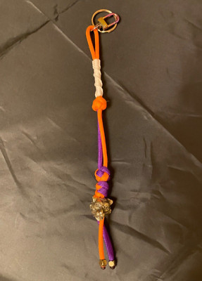 paracord keychain. bag, backpack, zipper pull. Clemson Tigers. Glow-in-the-Dark