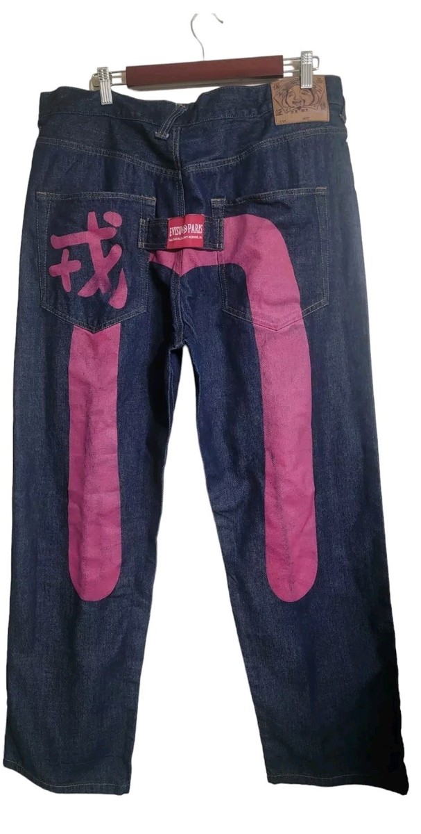 EVISU Jeans Men 38 Blue Paris Denim Vintage Art To Wear Baggy Hip