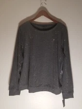 I.N.C. Women's Glitz DC Long Sleeve Sparkle Top Size XL Grey NWT