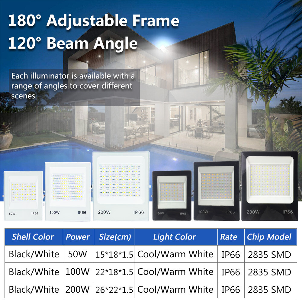 50W 100W 200W LED Floodlight Cool/Warm White Flood Lights Spotlights