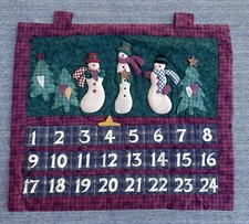 Christmas Advent Calendar Hanging Handmade 3D Snowmen Countdown Pockets flaws