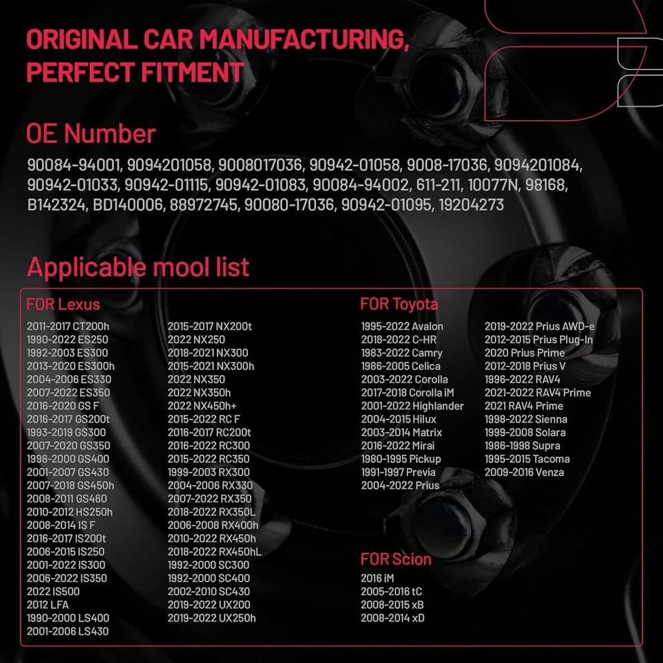 20pcs M12x1.5 OEM Chrome Wheel Lug Nuts for Toyota Avalon Camry Highlander Lexus - Image 4 of 4