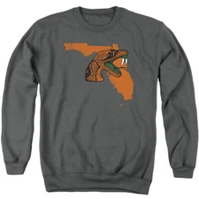 Florida A&M University Adult Crewneck Sweatshirt State Shape, Charcoal, S-3XL