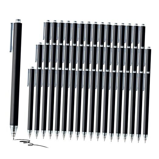 50 Smooth Black Ink Retractable Ballpoint Pens Bulk Pack, Wholesale-image