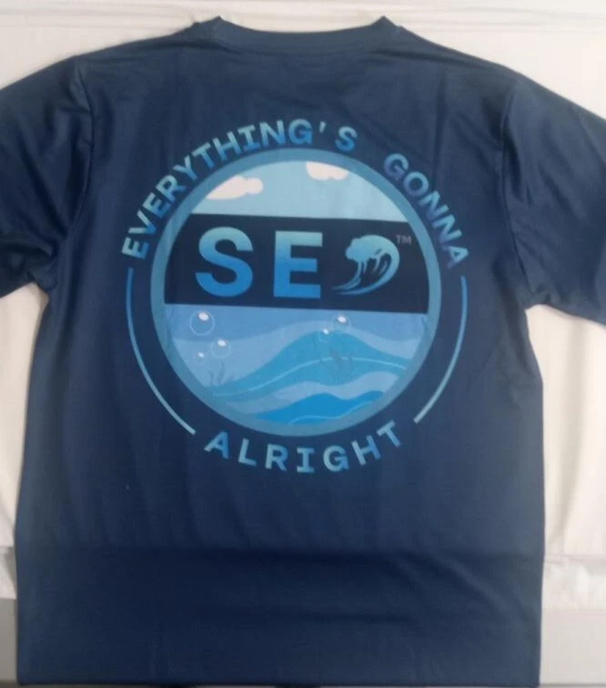 NAVY BLUE UPF FISHING SHIRT "EVERYTHING'S GONNA SEA ALRIGHT"