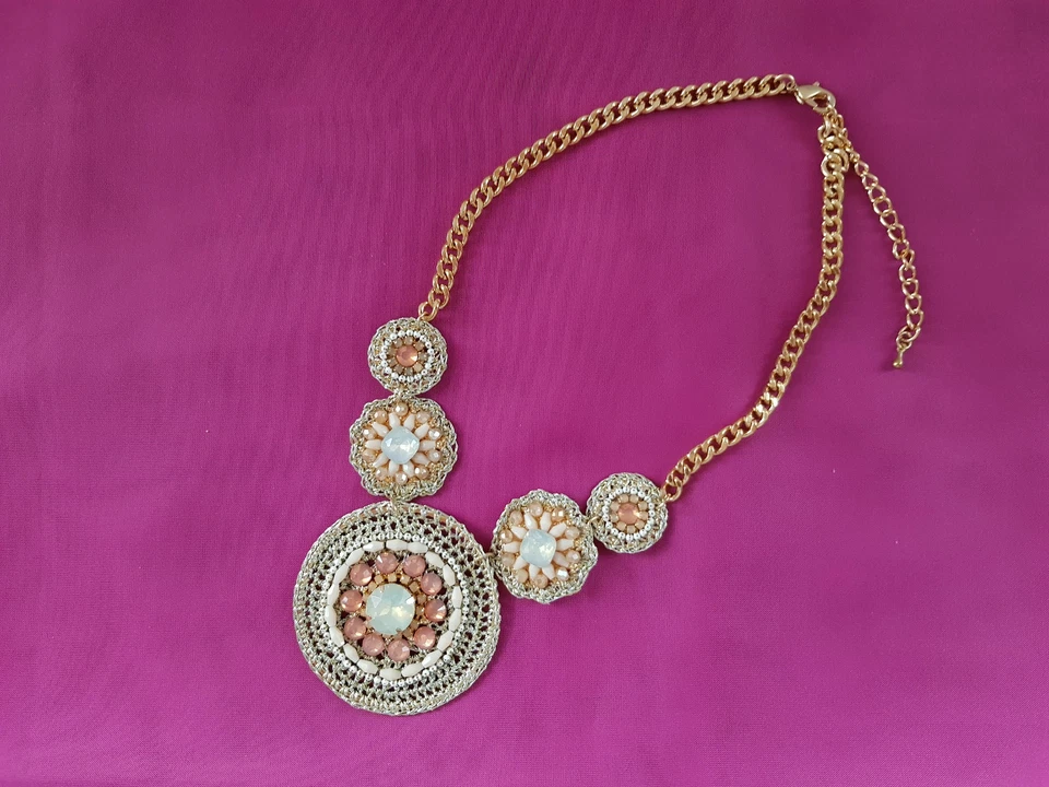 Modeschmuck,Damen,Halskette,Kette,Kurz,Gold,Perlen,Strass - Bild 4 von 4