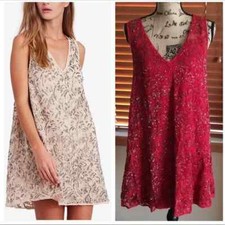 Free People Shine On Embellished Party Boho Mini Dress, Red, Small, RRP $250