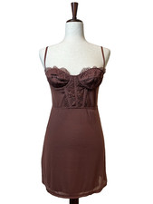 Urban Outfitters Whimsigoth Brenna Mesh Brown Bustier Festival Mini Dress S