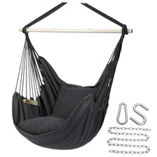 Hammock Chair Hanging Rope Swing Chair, Max 500 Lbs, 2 Seat B-dark Grey