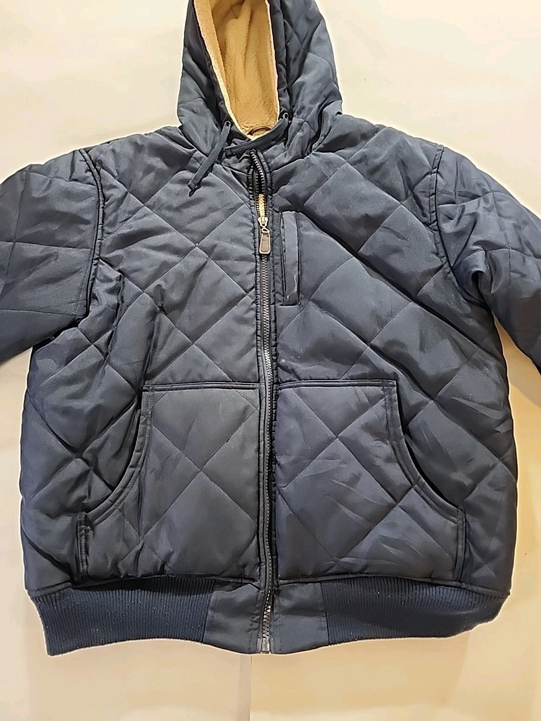 Smith's Workwear Men's Sherpa Lined Hooded Jacket Warm Quilted Outerwear XL