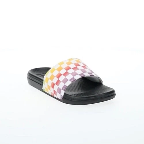 Sandali slip on multicolore Vans gamma ragazza check arcobaleno taglia 4 giovani nuovi con etichette