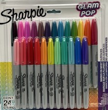SHARPIE GLAM POP PERMANENT MARKERS FINE POINT 24 COLORS 24 COUNT SET - NEW