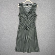 Talbots Dress Medium Midi Green Slinky Liquid Knit Cowl Flowy Career 50s Mod 60s