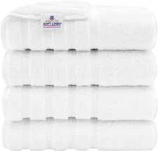 American Soft Linen Luxury 4 Piece Bath Towel Set, 600 GSM 100% Cotton Turkish B