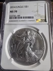 2014 $1 American Silver Eagle NGC MS70 Brown Label