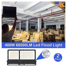 2 Pack 400w LED FloodLight IP65 Outside Yard Lights Garden Lights 6500K Daylight