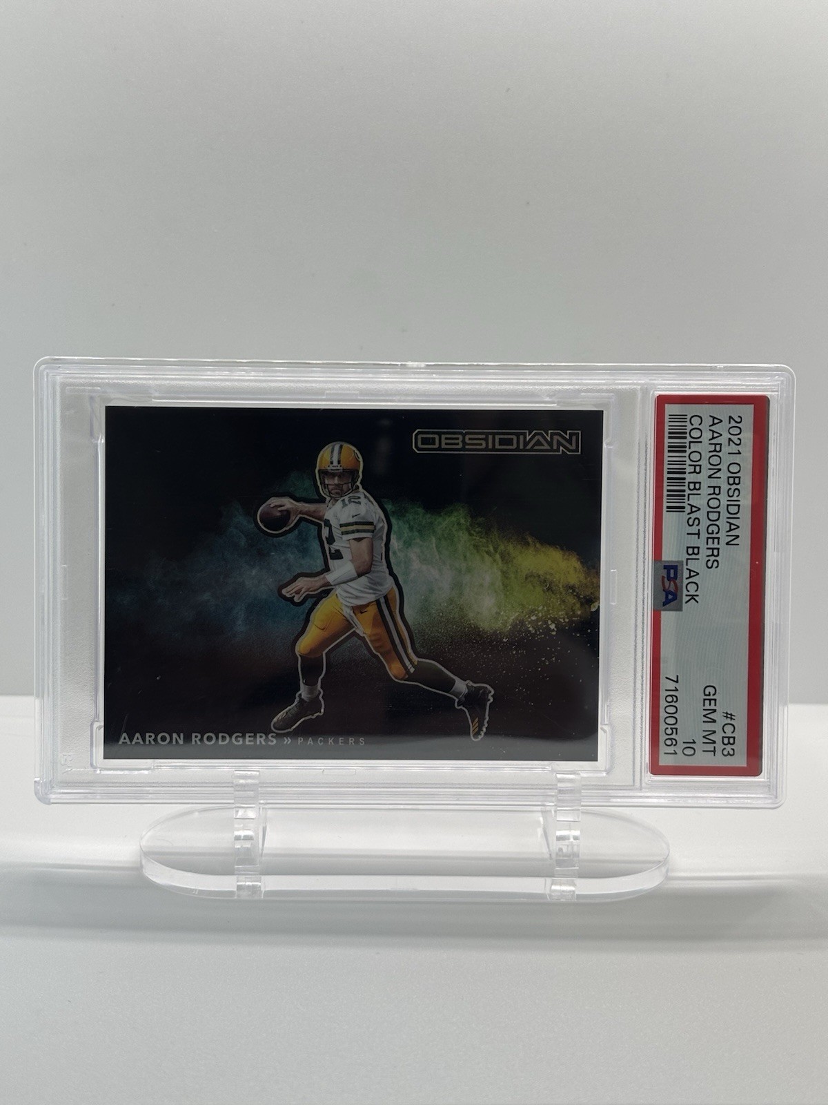 Panini Obsidian 2021 Aaron Rodgers Color Blast Black #CB3 PSA 10 Trading Card