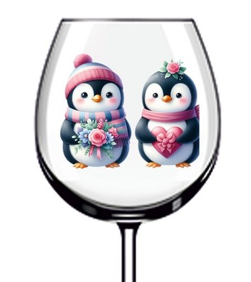 12x Valentinstag Pinguin Vinyl Aufkleber Abziehbild Becher Weinglas Flasche Laptop