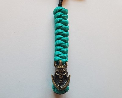 USA made Frozen St Cords Knife Lanyard Teal Paracord 550 w/ Skeleton King Bead