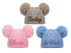 Boys Girls Baby Diamond Double Pom Pom Hats Newborn- 12 Months Cute Personalised