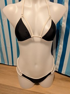 Wicked Weasel Black and White Bikini Medium Top and Large Bottom