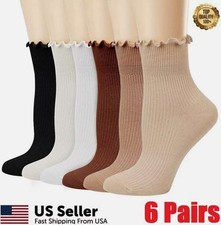 1/2/6Pairs Women Ruffle Socks Casual Ankle Breathable Knit Cotton Soft 4 Seasons