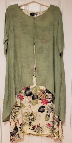 Women's Asymmetrical Short Sleeves Overlay Floral Maxi Dress Sz 4X-5XL