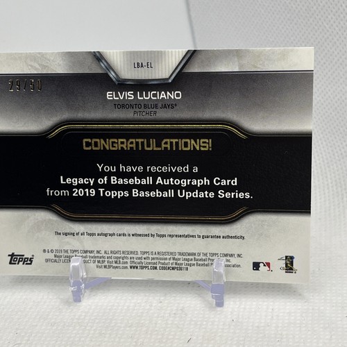 Actualización Topps Legacy of Baseball Gold 2019/50 Elvis Luciano Rookie Auto RC - Imagen 6 de 6