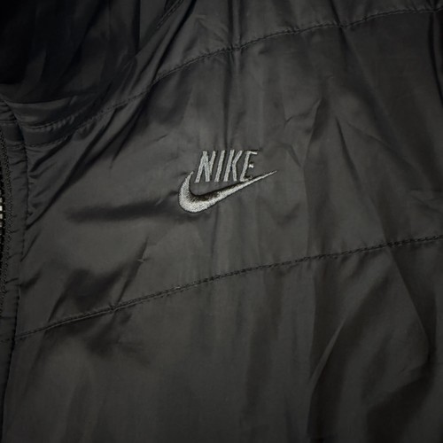 Nike Puffer Jacket Womens Medium Black Grey Reversible Full Zip Bomber - Picture 2 of 7