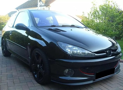 Parachoques delantero estilo Peugeot 206 Cupra R labio divisor 3 piezas negro mate - Imagen 2 de 6