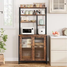 5-Tier Bakers Rack Microwave Stand with Cabinet Kitchen Utility Storage Shelves