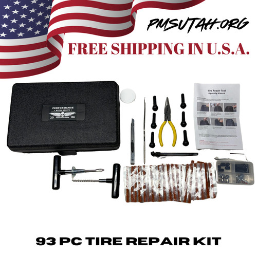Flat Tire Repair Kit Tool Set 93 Pc Emergency Road Side Car Truck Auto Case Plug