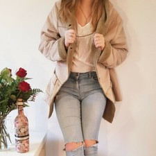 Faux Suede Cherokee Coat Size Uk 12 Woollen Like Warm Interior