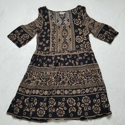 Asos Women's Cold Shoulder High Waist Floral Dress Size Black Casual 