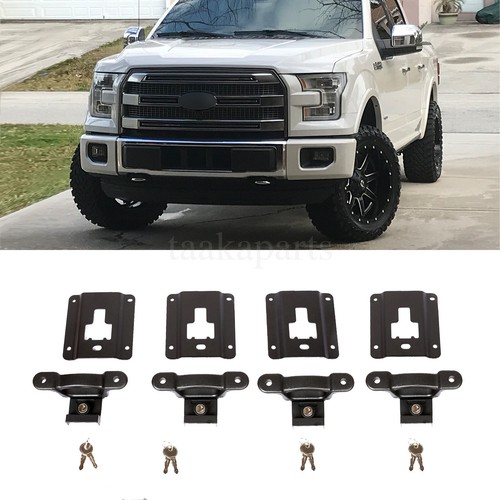 4 Ganci Fermacarico In Acciaio Per Pianale Ford F150 2000-2015 Neri Kit Ancoraggi