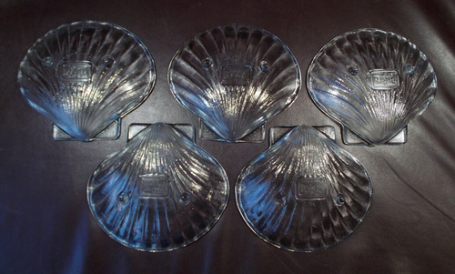 Set 5 piatti GLASBAKE vetro trasparente 5,5" capesante/conchiglia - forno a tavola 6 oz - Foto 8 di 19