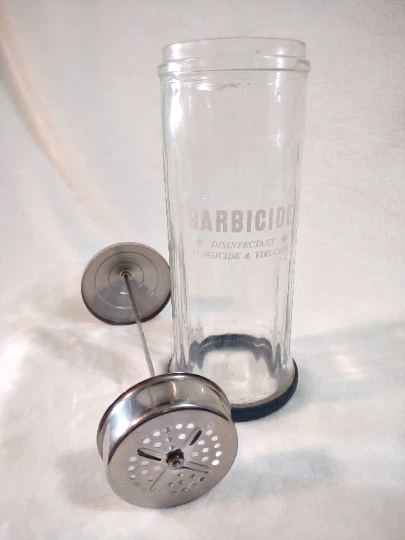 Vintage Barbicide Disinfectant Jar Storage Jar Barber Shop Collectible - Image 3 of 4