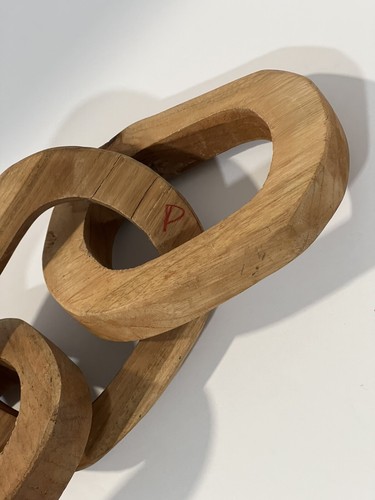 5 maglie catena in legno intagliato a mano 22” lunga 5,5”W arredo casa tavolino, arte parete - Foto 9 di 14