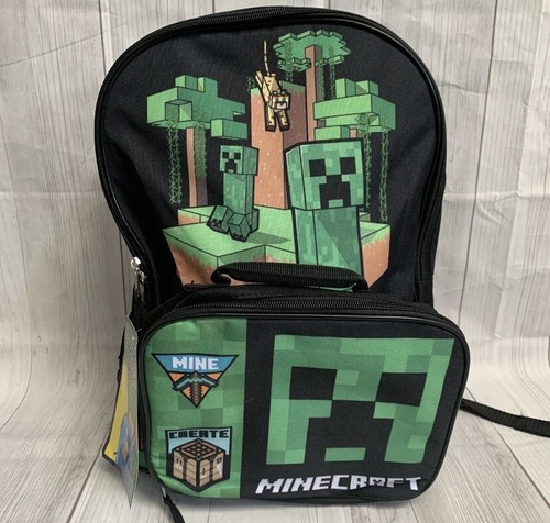 Minecraft Backpack with Lunch Box Set for Boys & Girls, 16 inch, 