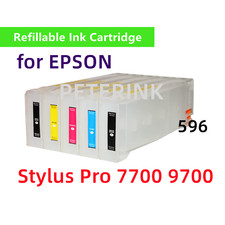 5 Empty Refillable Ink Cartridge kit T596 596 for Stylus Pro 7700 9700 Printer