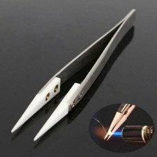 Stainless Steel Ceramic hobby Tweezers Heat Resistant Non Conductive Ceramic tip