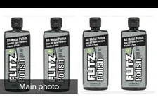 4 Bottles FLITZ Metal, Plastic & Fiberglass Polish 3.4oz liquid formula