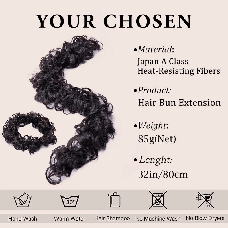 Messy Bun 头发片包裹在 Updo Scrunchie 马尾辫加长版 长期作为人类美国 — 第 4/4 张图片