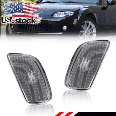 2X Clear Lens Front Bumper Park Side Marker Light For 2006-2008 MAZDA MX-5 MIATA